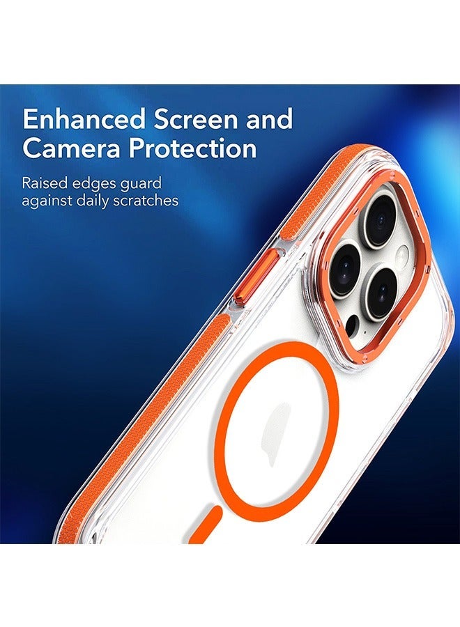 iPhone 16 Pro Max Magsafe Case, Anti Yellow Anti Scratch Stronger Magnets Cover, Slim Clear Cover (Orange) - Image 4